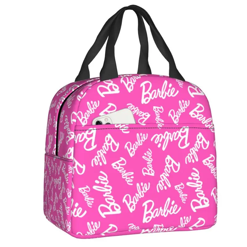 Custom Barbie Lunch Bag Leakproof Thermal Cooler Insulated Bento Box Women Kids Work School Beach Camping Travel Food Tote Bags