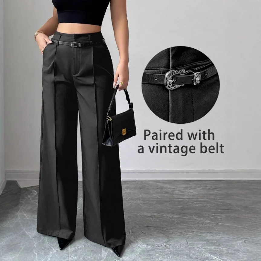 High Waist Loose Straight Leg Trousers for Women Autumn Winter New Style Business Casual Pants Retro Style Commute Wear