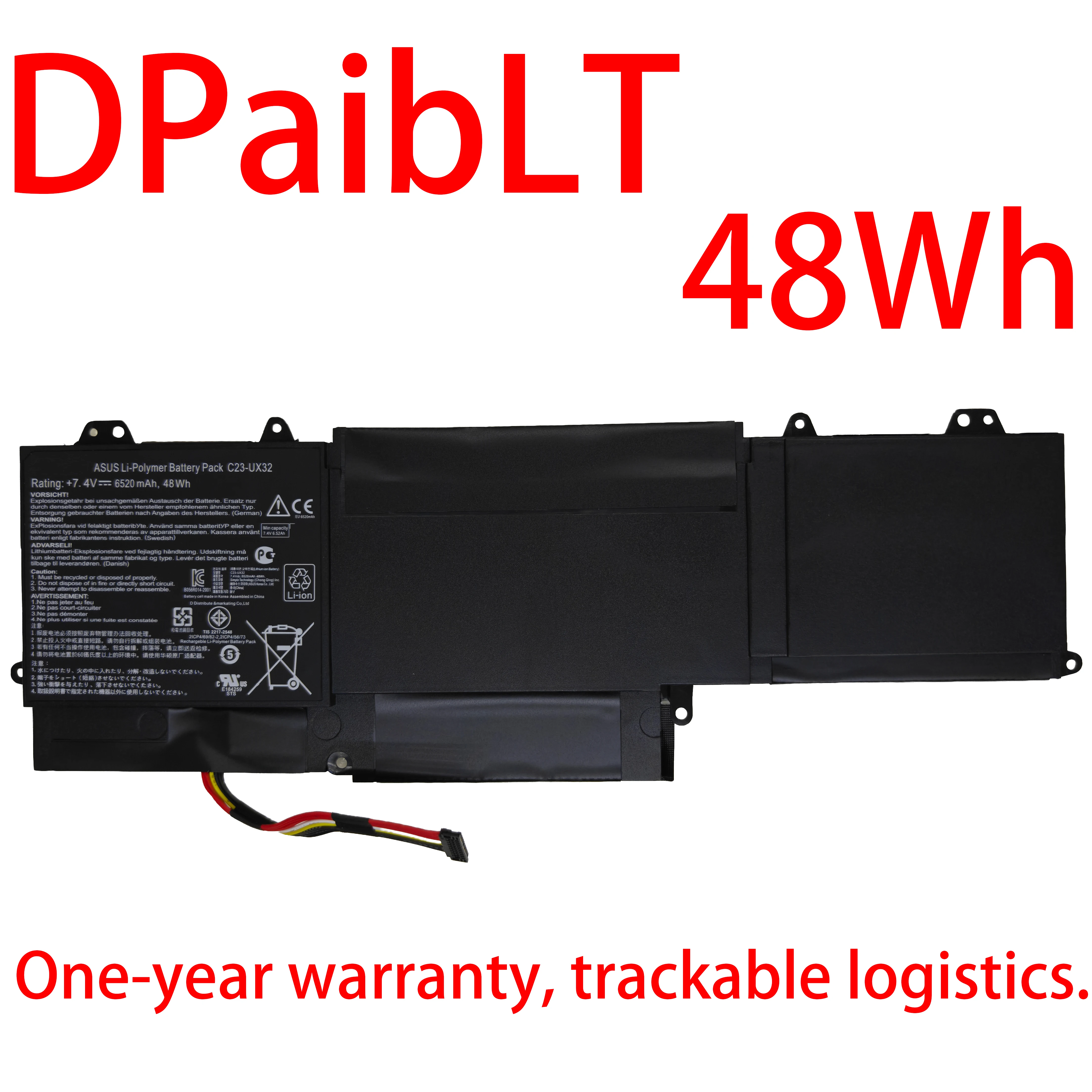 

DPaibLT NEW 48Wh 7.4V 6520mAh C23-UX32 LAPTOP BATTERY for ASUS VivoBook U38N U38N-C4004H ZenBook UX32 UX32V UX32A UX32VD