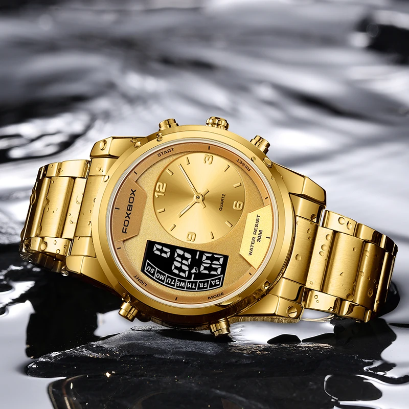 ساعات LIGE الفاخرة الإلكترونية للرجال كاجوال رياضية من الفولاذ المقاوم للصدأ مقاومة للماء كوارتز عسكرية كرونوغراف تناظرية على مدار الساعة للرجال #4