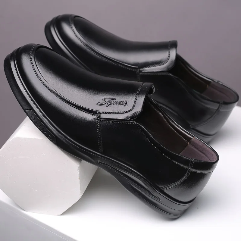 Genuine Leather Shoes Men Slip-on Loafers Cow Leather Mens Casual Shoes Flat Brand Male Footwear Black Brown Big Size 45 A4866