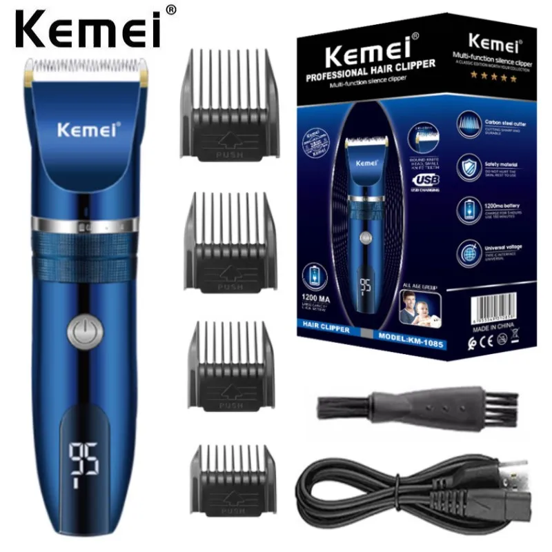 

Kemei 1085 Professional cordless hair trimmer for men kit adjustable hair clipper electric rechargeable haircut machine washable