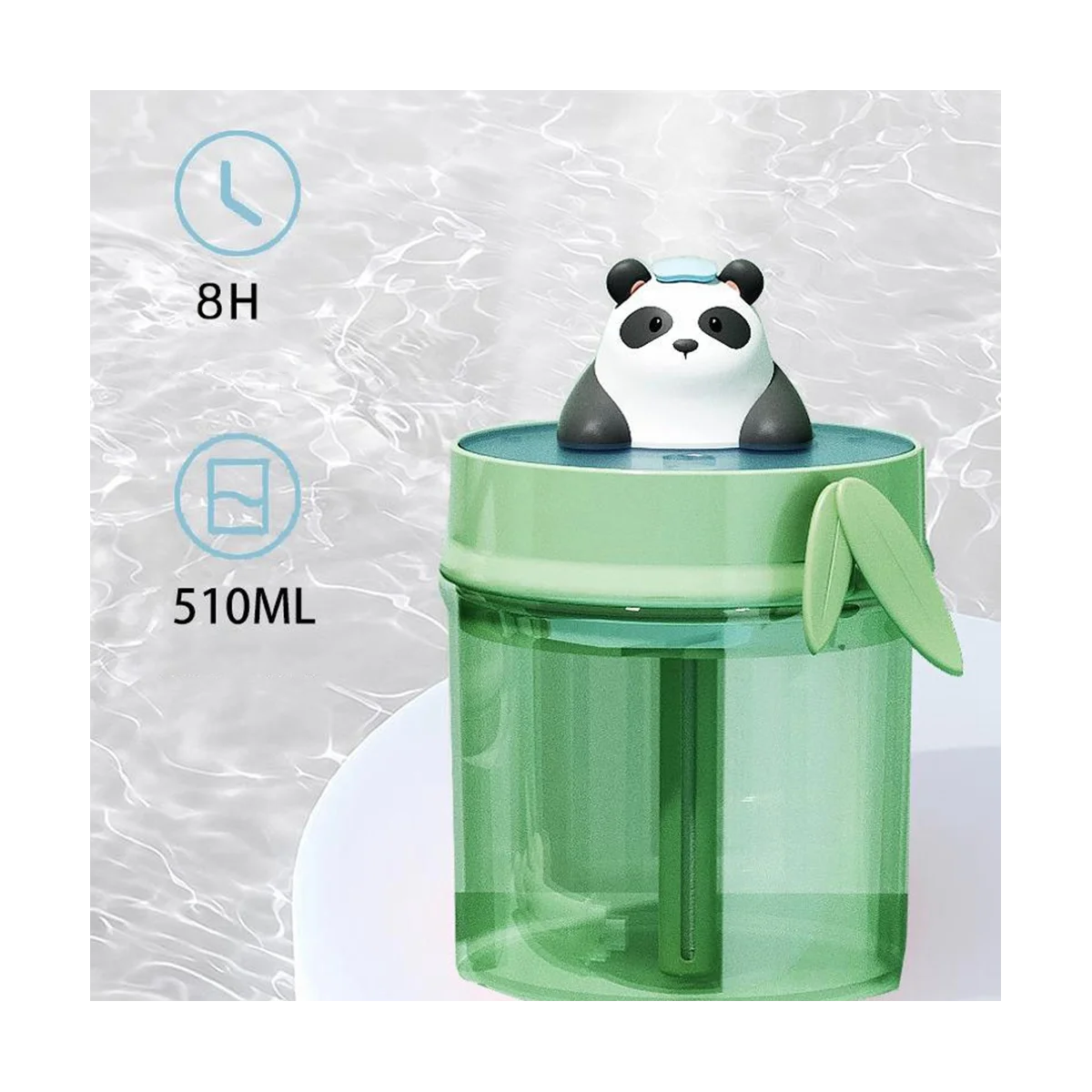 Panda-Humidificador de aire USB, atomizador para Humidificador ultrasónico silencioso, color verde