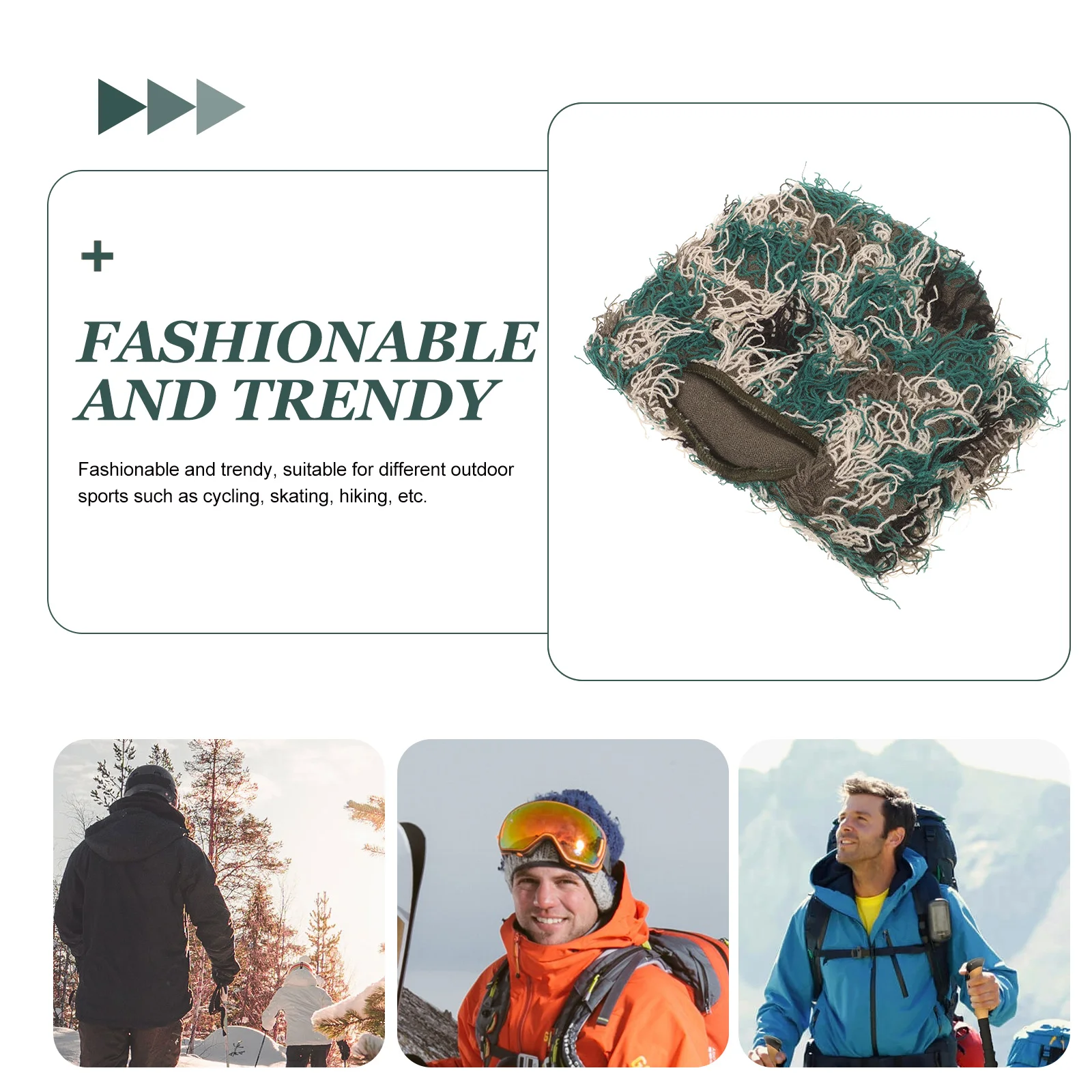 

Knitted Face Mask Head Cover Warm Camouflage Green Outdoor Cycling Skiing Supplies Elastic Fits Sports Activities Hats