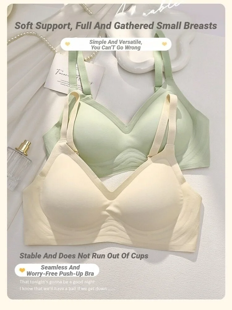 Nahtloser BH für kleine Brüste, Damen-Push-up-BH, bequem, ohne Bügel, weiche Unterstützung, geschlossene Unterwäsche für Frauen mit kleinen Brüsten, ohne Ränder. – Detail 2
