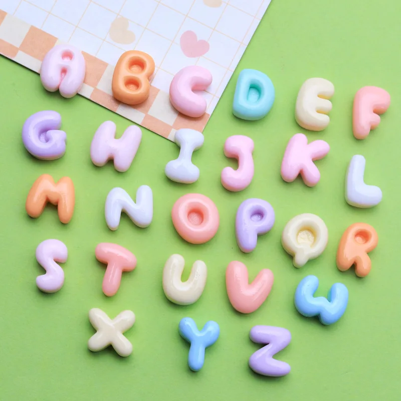 500pcs Cute Mini English Letters Resin Flatback DIY Scrapbook Fit Phone Deco Part Hair Bow Decor Accessories