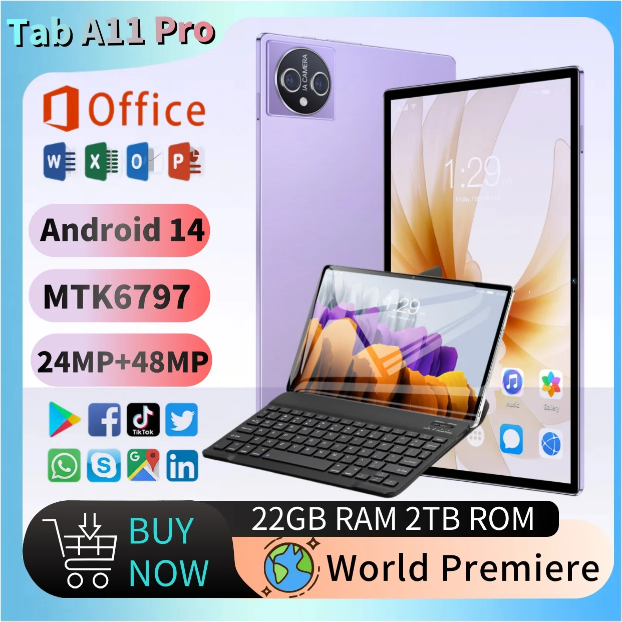 2025 NEW Tab A11 Pro Tablet 4K HD 16GB+1TB 11-inch 24MP+48MP MTK 6797 20000mAh Bluetooth 5.0 WIFI WPS 5G Dual SIM Phone Notebook