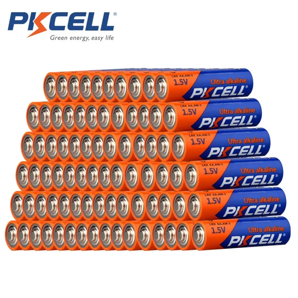 

72 X PKCELL AA Battery LR6 AM3 AA 1.5V Alkaline Battery Primary Baterias 2A Bateria Batteries for For Flashlight Toy Watch MP3