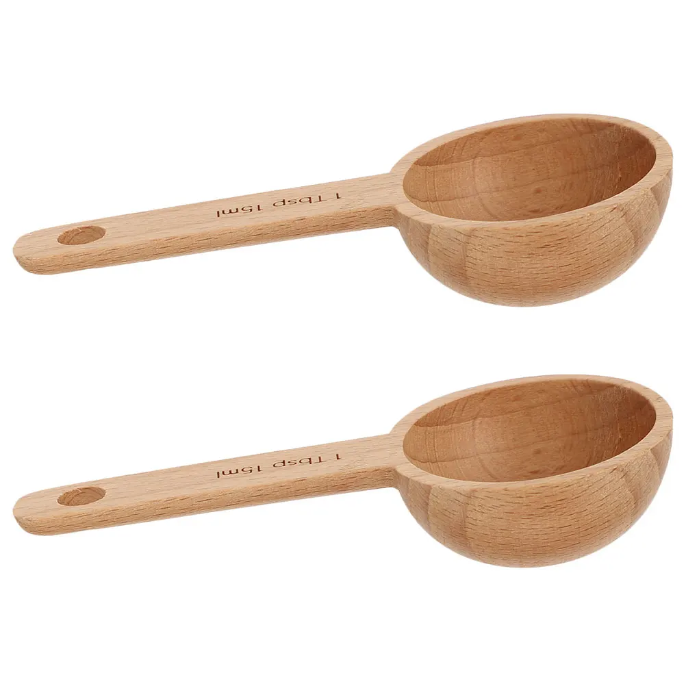 

2Pcs Wood Measuring Spoon 15ml Coffee Bean Powder Scoop Kitchen Tool Safe Home Cafe Restaurant