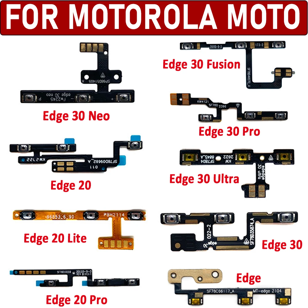 Power On Off Volume Side Button Key Flex Cable Replacement For Moto Edge Plus 20 Lite 20 Pro Edge 30 50 Fusion 40 Neo 30 Ultra