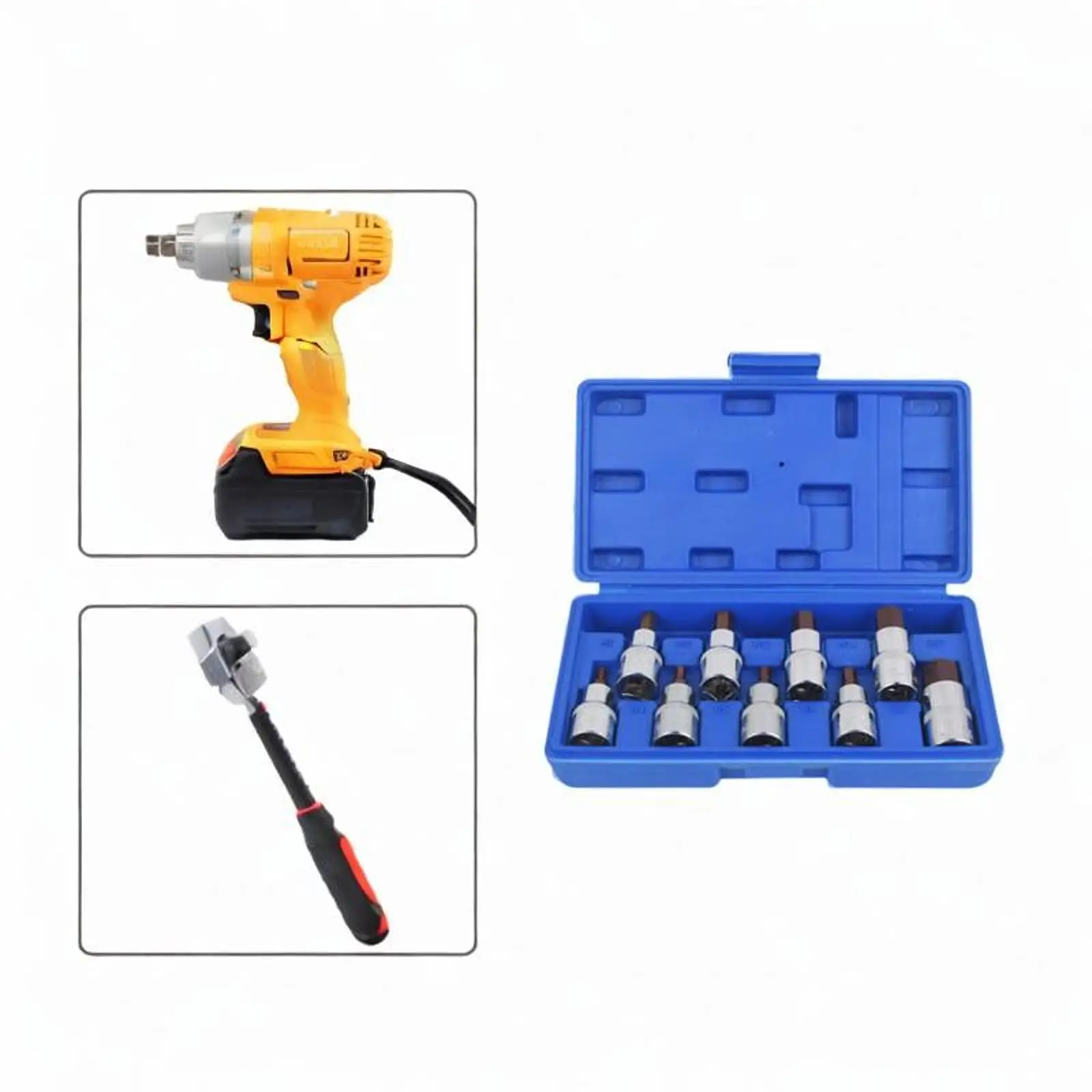 

9 Pieces 1/2 inch Hex Bit Socket Set Heavy Duty Accessories Multipurpose Tool Kit Supplies with Storage Case for Mechanics
