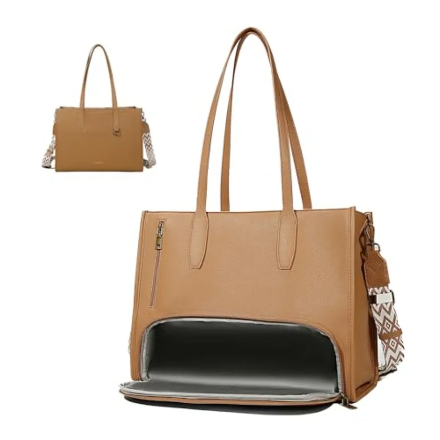 

Women's Large leather Work Tote Bag with 14" Laptop Compartment Insulated Lunch Box