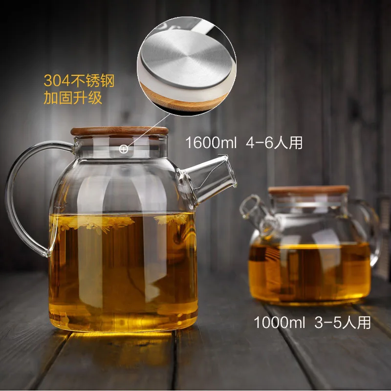Thickened Flower Teapot High Temperature Resistant Glass Large Capacity Boiling Brewing