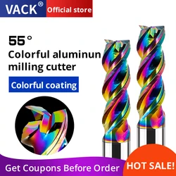 VACK HRC55 fresa colorata per fresa in alluminio carburo utensili per fresatura in acciaio al tungsteno fresa 3F per macchine Cnc