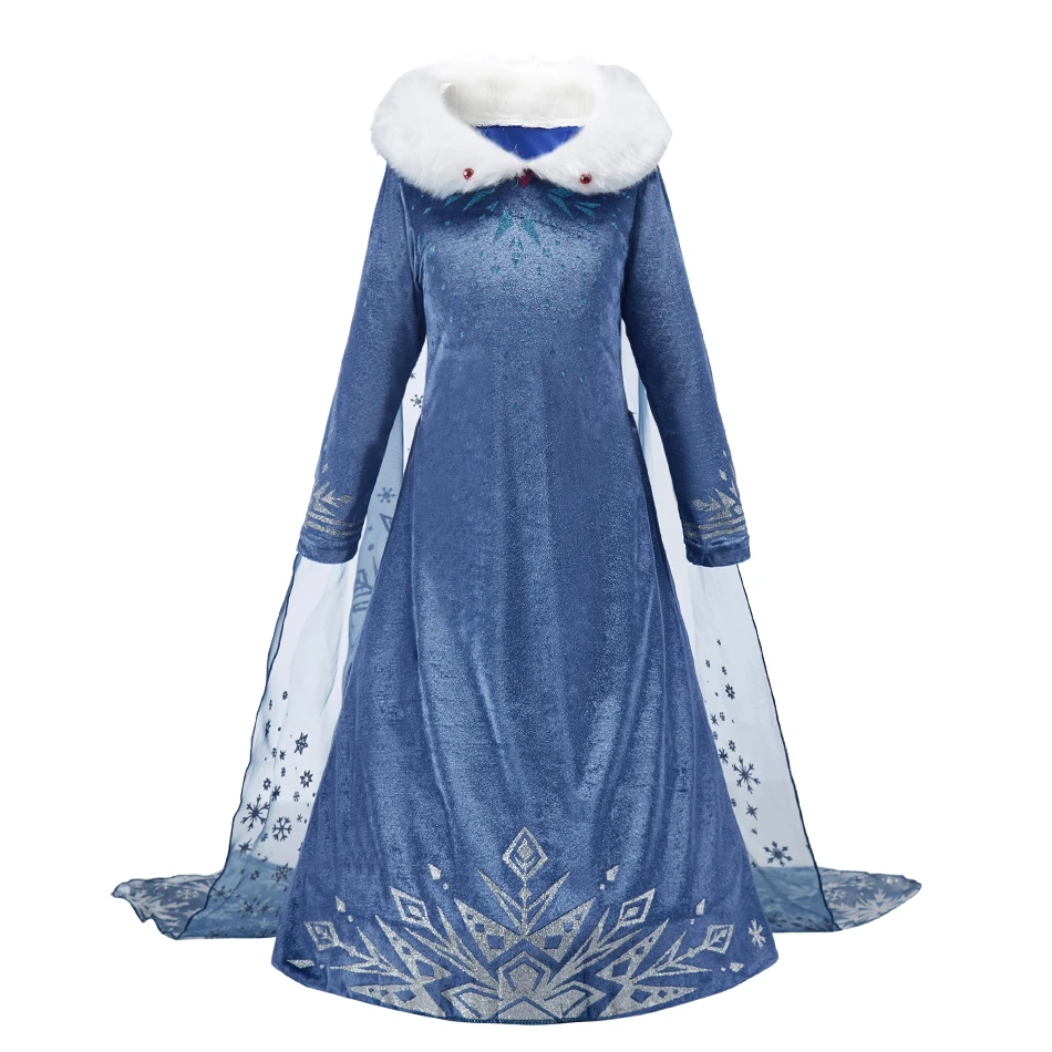 Children Snow Queen Clothing Little Girls Princess Detachable Cloak Ball Gown Kids New Carnival Halloween Cosplay Layered Dress