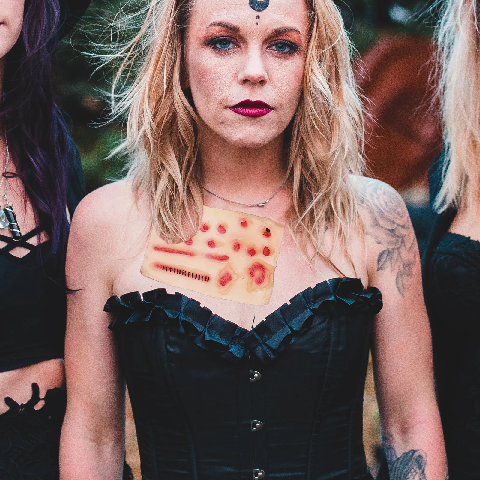 2 قطعة ملصقات ندبة الجرح المؤقتة الوشم وهمية الدم ماكياج زي الدعائم هالوين الشارات واقعية رجل تأثيري اكسسوارات لعبة #4