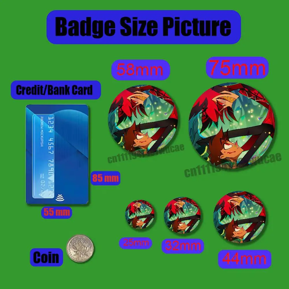 For Alastor H-Hazbin Hotel Badge Case Custom Pin Insignia Emblem Round 25mm Brooch Button Laser Cover