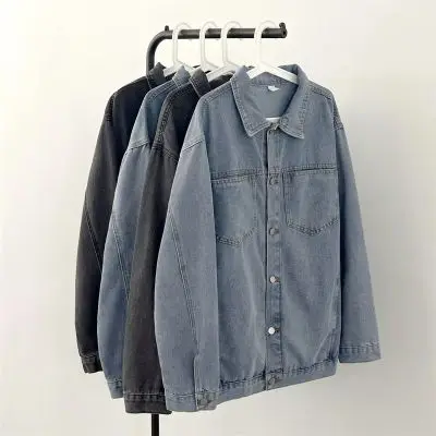 

American Retro Men's Denim Jaet Spring Oversize Japanese Workwear Sle High Street Faion Cotton Long Sve Coat