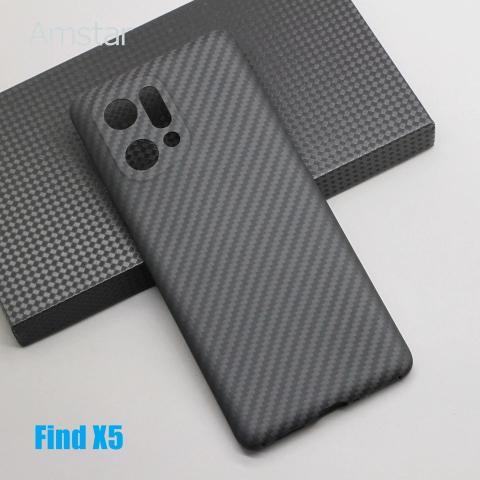 Amstar Carbon Fiber Camera Wrapped Phone Case for OPPO Find X5 Pro Ultra-thin Anti-fall Business Aramid Cover