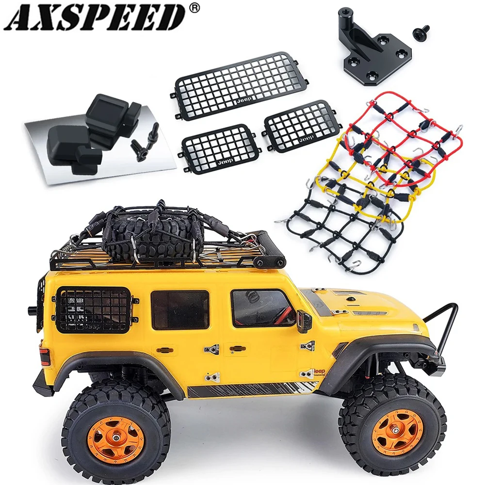 AXSPEED 1:24 Simulated Decoration Luggage Net Window Mesh Rearview Mirror Spare Tire Bracket Hinge for Axial SCX24 AXI00002 Part