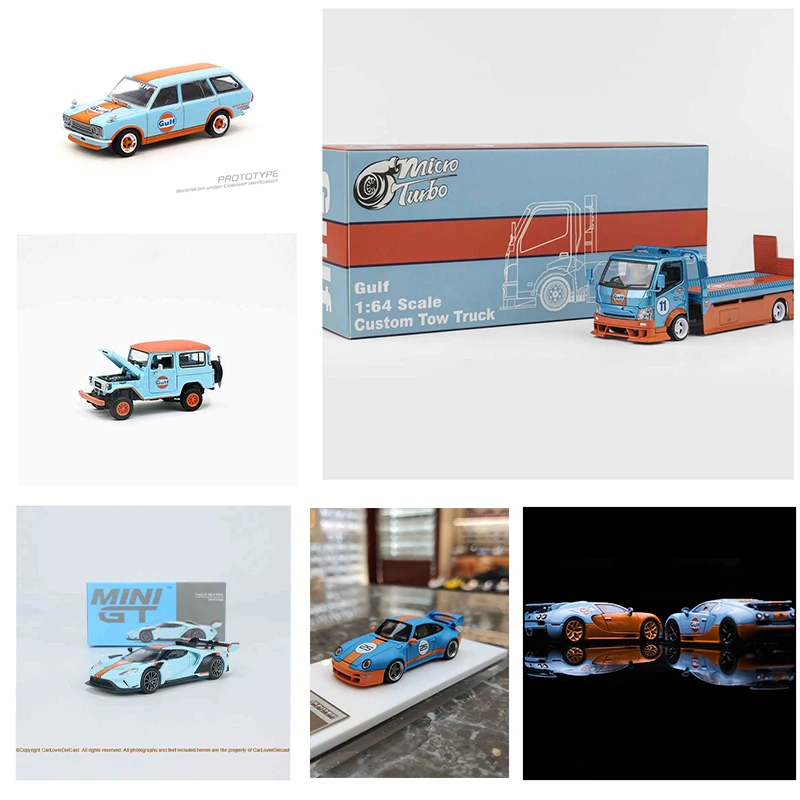 

Модель игрушечного автомобиля Gulf из масляного сплава, 1:64, ограниченная серия, RWB 977 510 FJ40, литой под давлением прицеп, коллекционная серия Gulf Oil