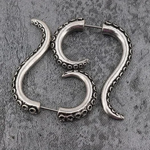 1PC Stainless Steel Octopus Whisker Earrings for Men Women Cthulhu Octopus Earrings Party Jewelry Accessories Gifts