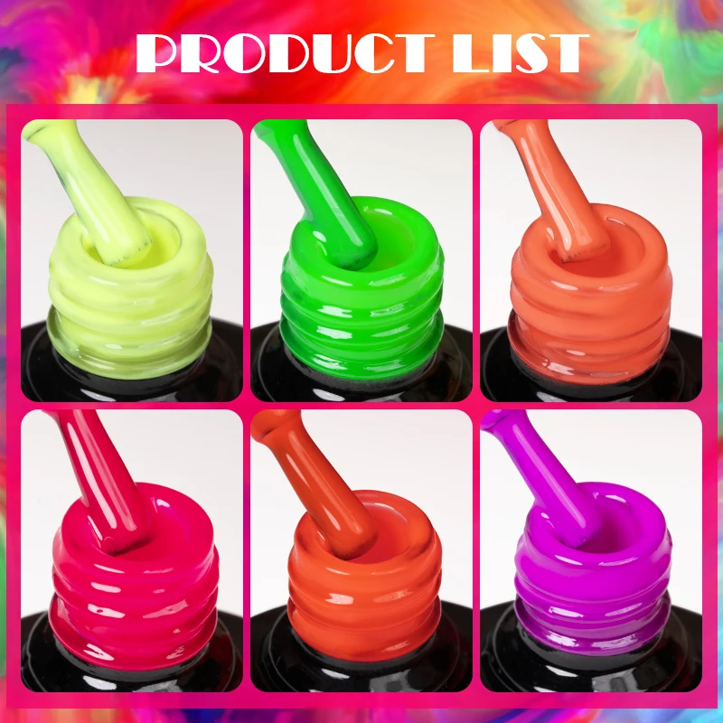 BOZLIN Summer Neon Gel Polish  Matte Semi Permanent Soak Off Fashion Fluorescent Color Nail Gel Polish For Nail Art Top Coat