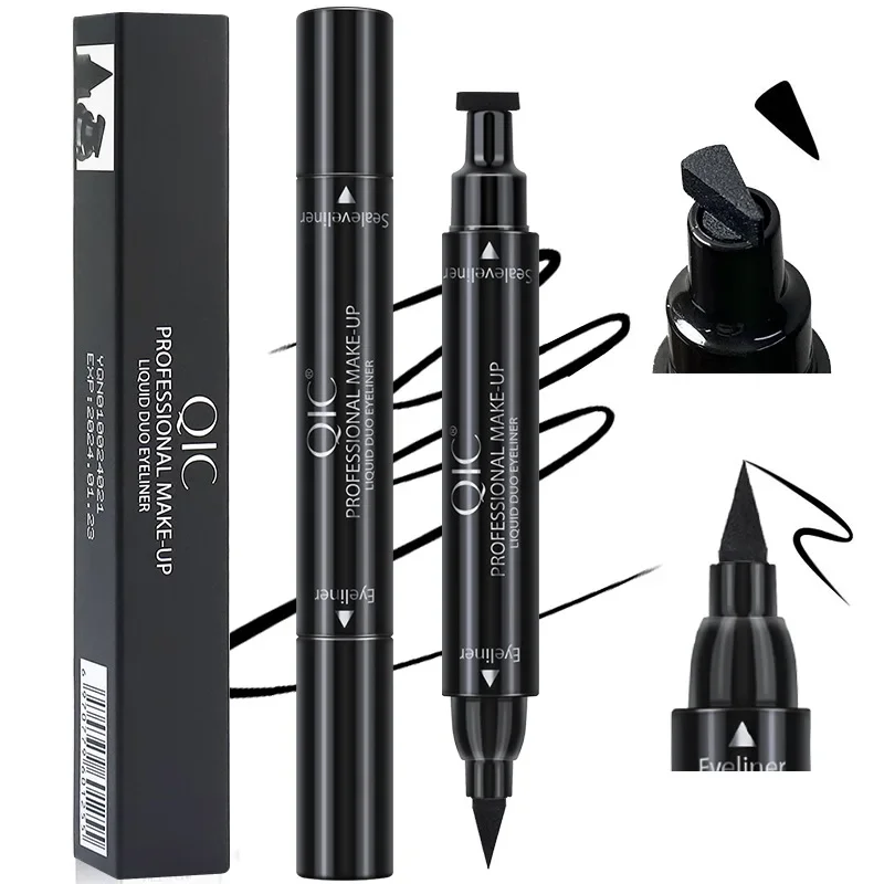 Penna per eyeliner liquido con timbro a sigillo grande Matita per eyeliner nera impermeabile ad asciugatura rapida con eyeliner Cosmetici per eyeliner a doppia estremità