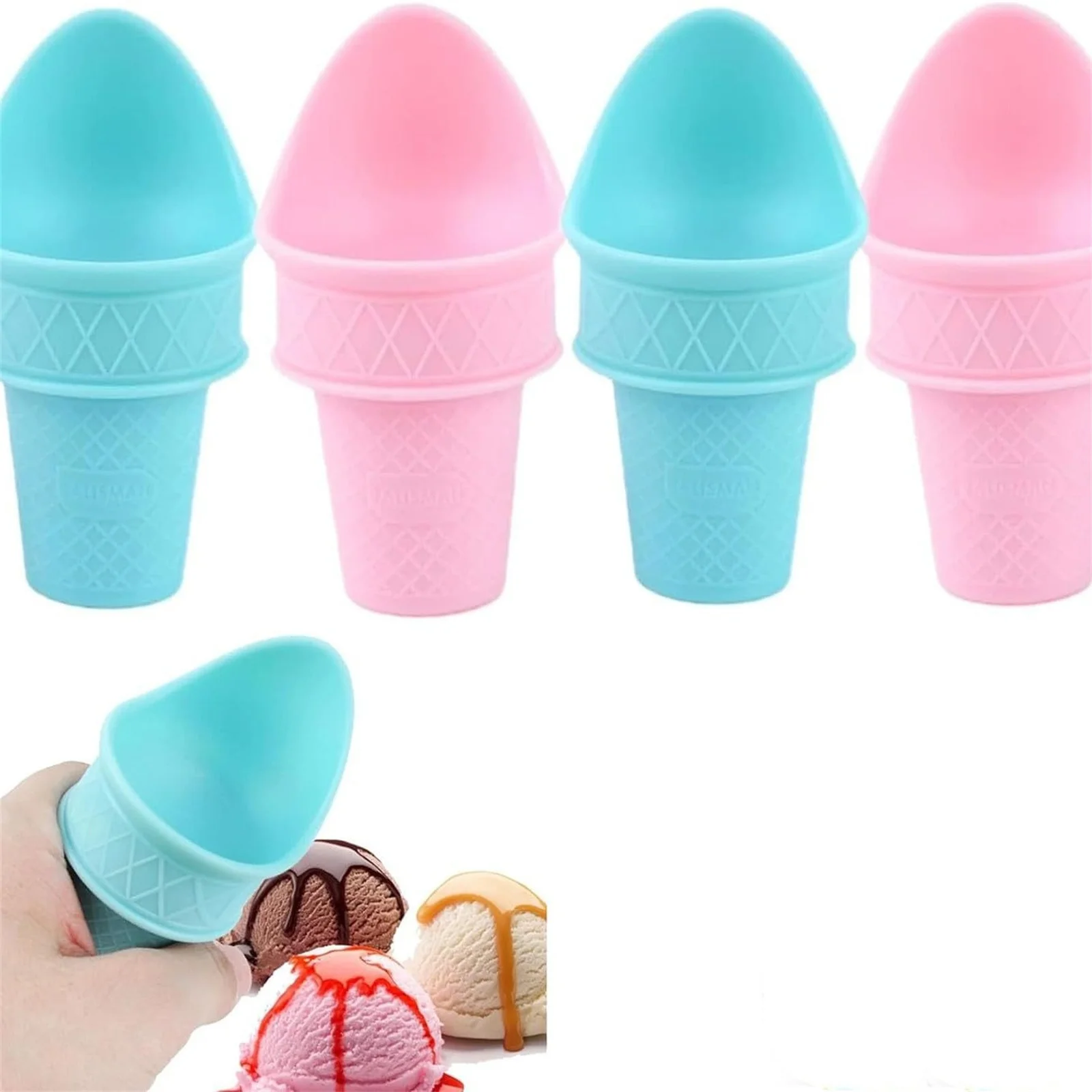 4Pcs Ice Cream Cone Cups Small Snack Ice Cream Cone Scoop Ice Cream Bowls For Kids Party Summer Cookout