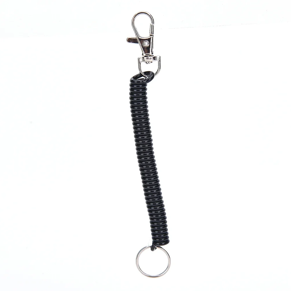 Tactical Retractable Plastic Spring Elastic Rope Securit Gear Tool Hiking Camping Keychain