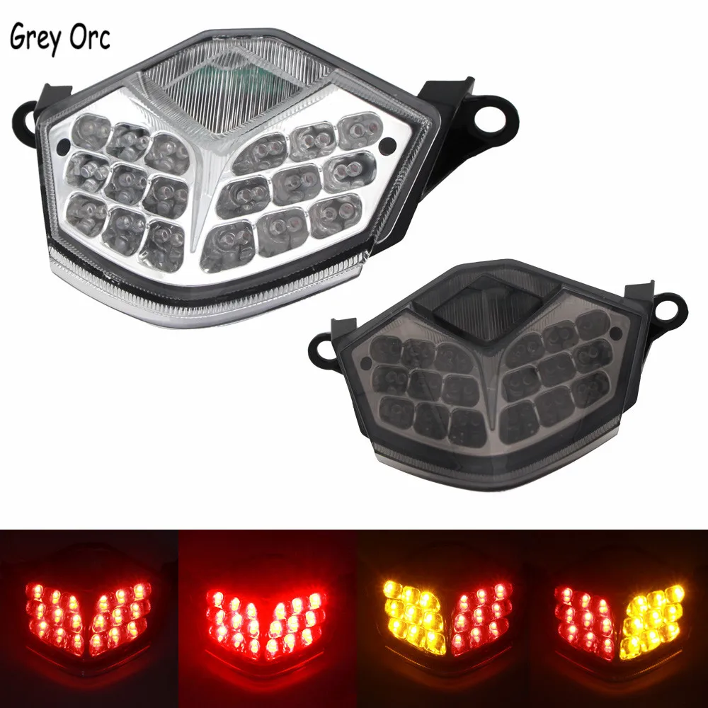 For KAWASAKI ZX 10R ZX10R 2008 2009 2010 2011 2012 Chrome Rear Tail Light Brake Turn Signals Integrated LED Light