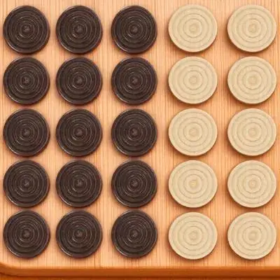 48Pcs Wooden Draughts Pieces Polished Texture Stackable Backgammon Game Accessory Checker Game Pieces Round Wood Checkers Set