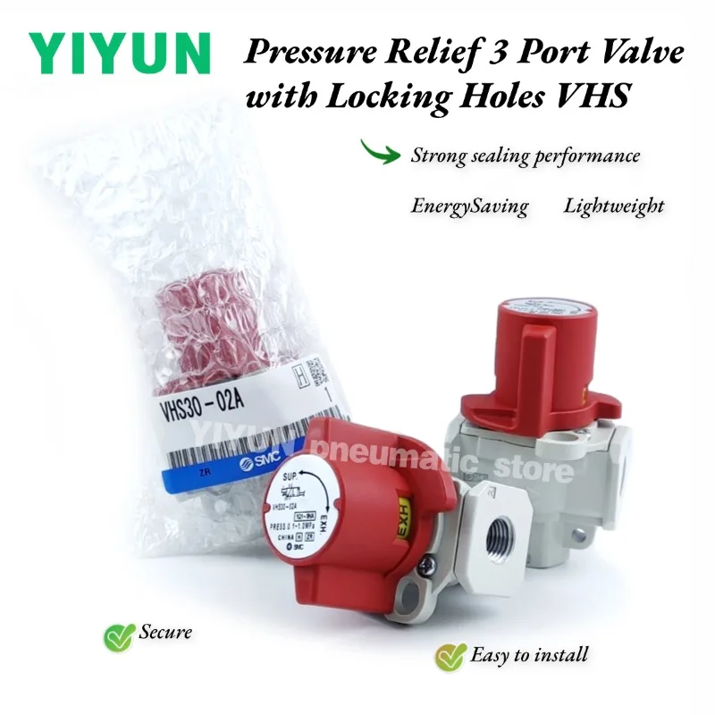 1PC VHS Safety Valve VHS20-01A VHS20-02A VHS30-02A VHS30-03A VHS40-03A VHS40-04A 3 Port Pressure Relief Valve With Locking Holes