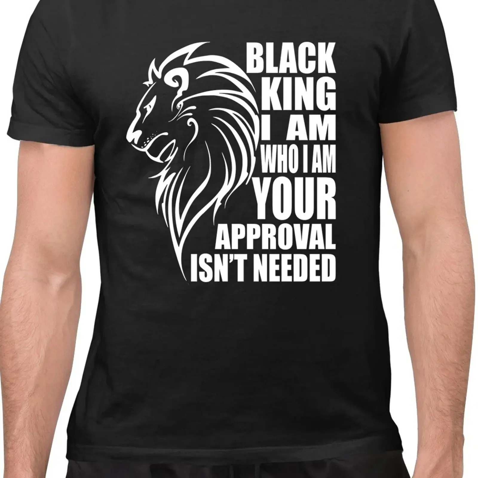 Lion Black King I Am Who Your Approval Isn t Needed Sarcastic Shirt vintage Washed fashion homme Stylish Versatile Unisex Soft