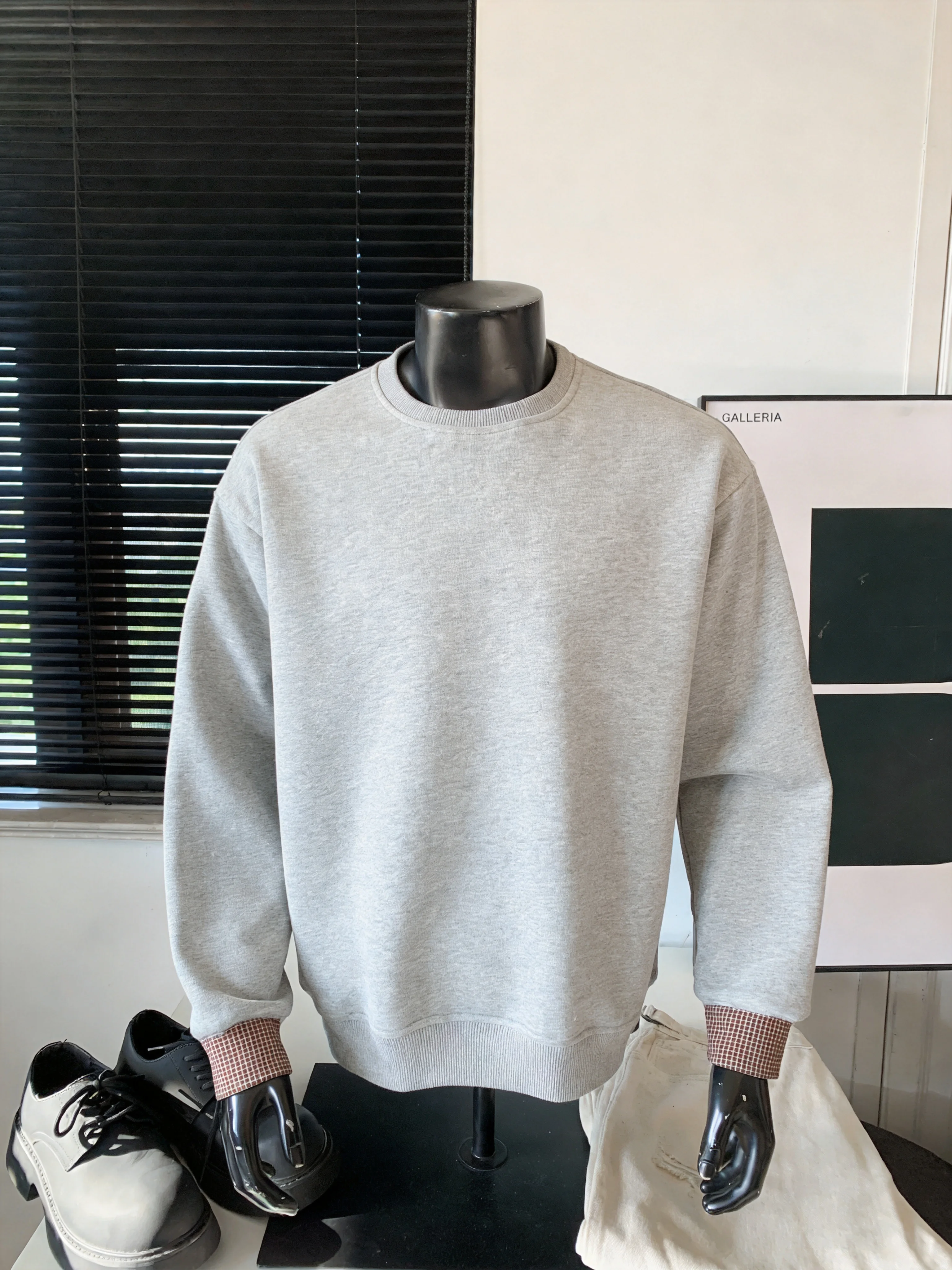 2026 Autumn Brand New American Casual Shirt Cuff Men's Round Neck Sweatshirt Y2K High Street Cityboy Loose Large Size Pullover