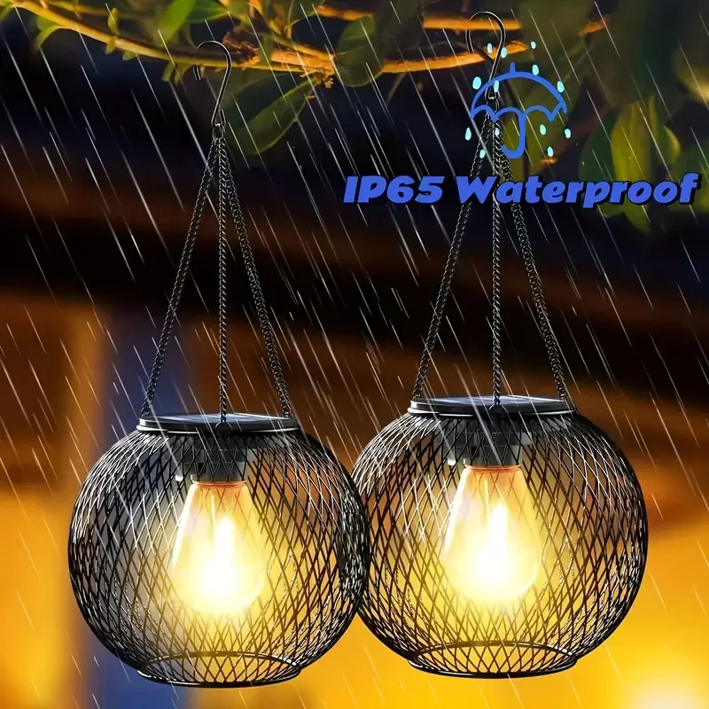 

Solar Garden Lights Outdoor Hollow Diamond Pattern Projection Lantern Waterproof Decorative Hanging Lamp for Yard Pathway Decor