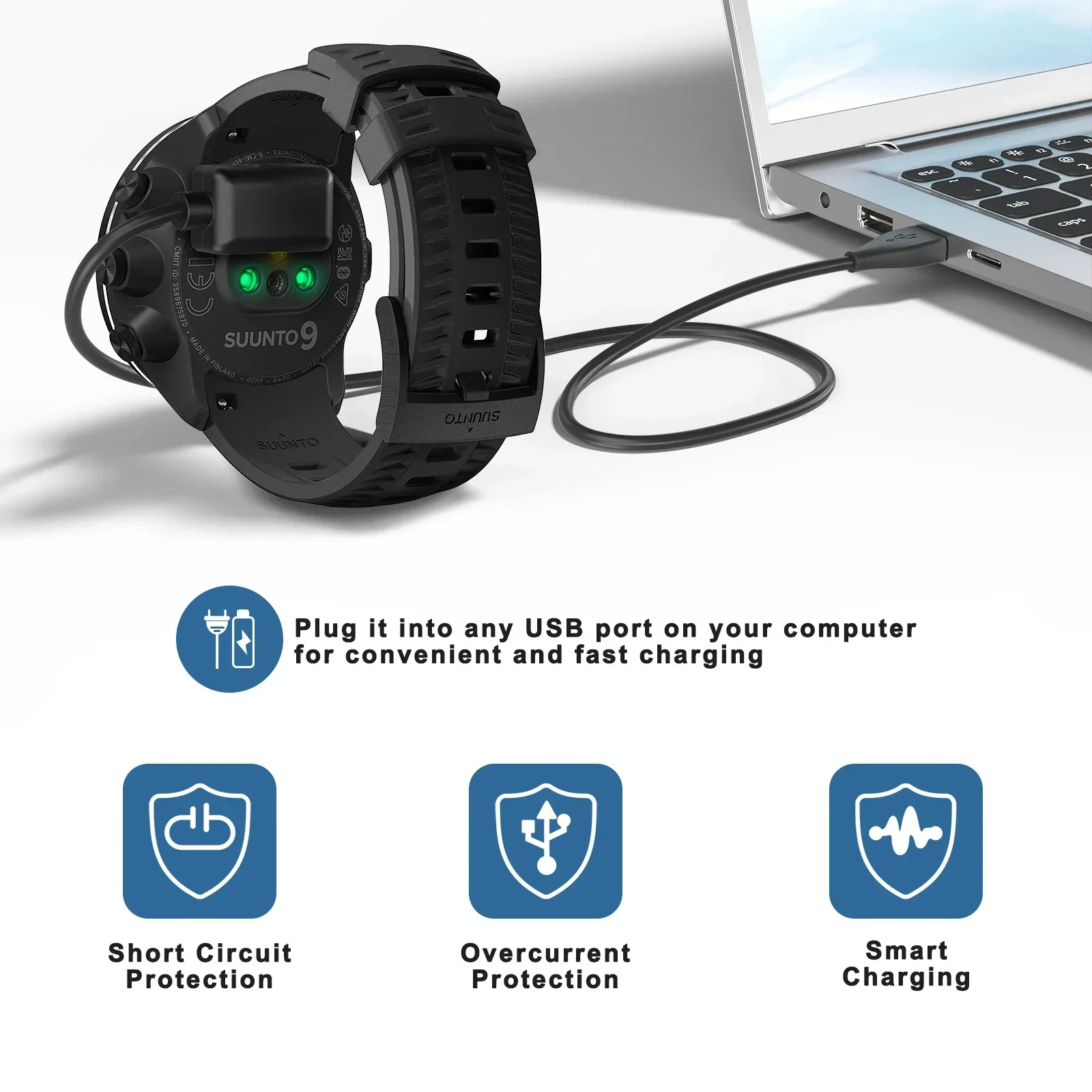 Carregador usb para suunto 9/spartan sport/eon core/d5 cabo de carregamento para suunto spartan esporte pulso hr baro/spartan ultra carregador