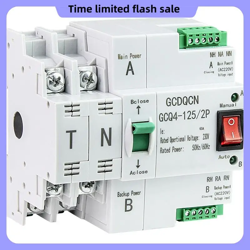 

A40T 2X Dual Power Automatic Transfer Switch SMGQ2-63 / 2P Circuit Breaker Home Rail Installation