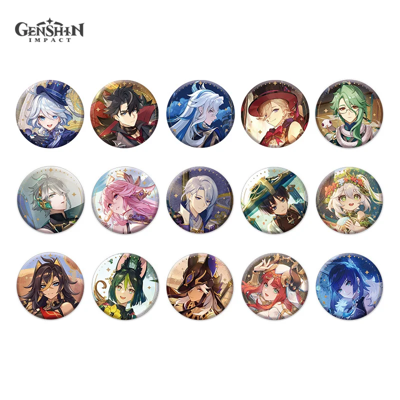 Genshin Impact Official Anecdote Series Character Badge Nahida Yelan Yae Miko Furina Neuvillette Game Cosplay Accessories