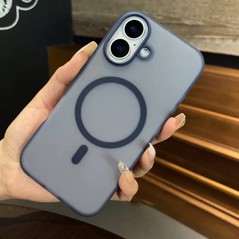 iPhone 11 12 13 14 15 16 Pro Max Plus 소프트 실리콘 마그네틱 범퍼 얇은 커버 용 Magsafe 매트 케이스 용 고급 반투명