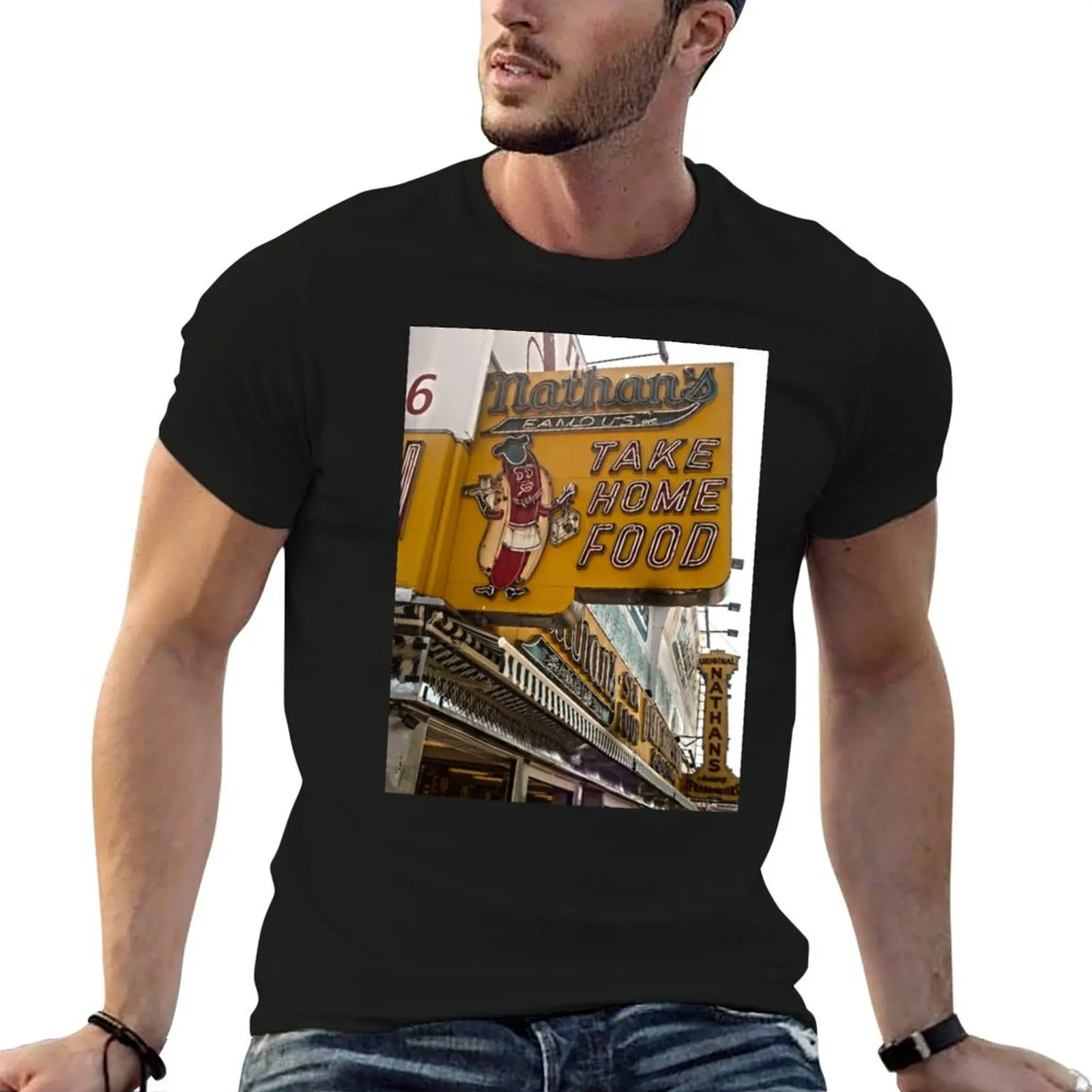 

Hotdogs cotton men t brand shirt Island, cotton luxury shirt t T-Shirt men 100% Coney Nathans 100%