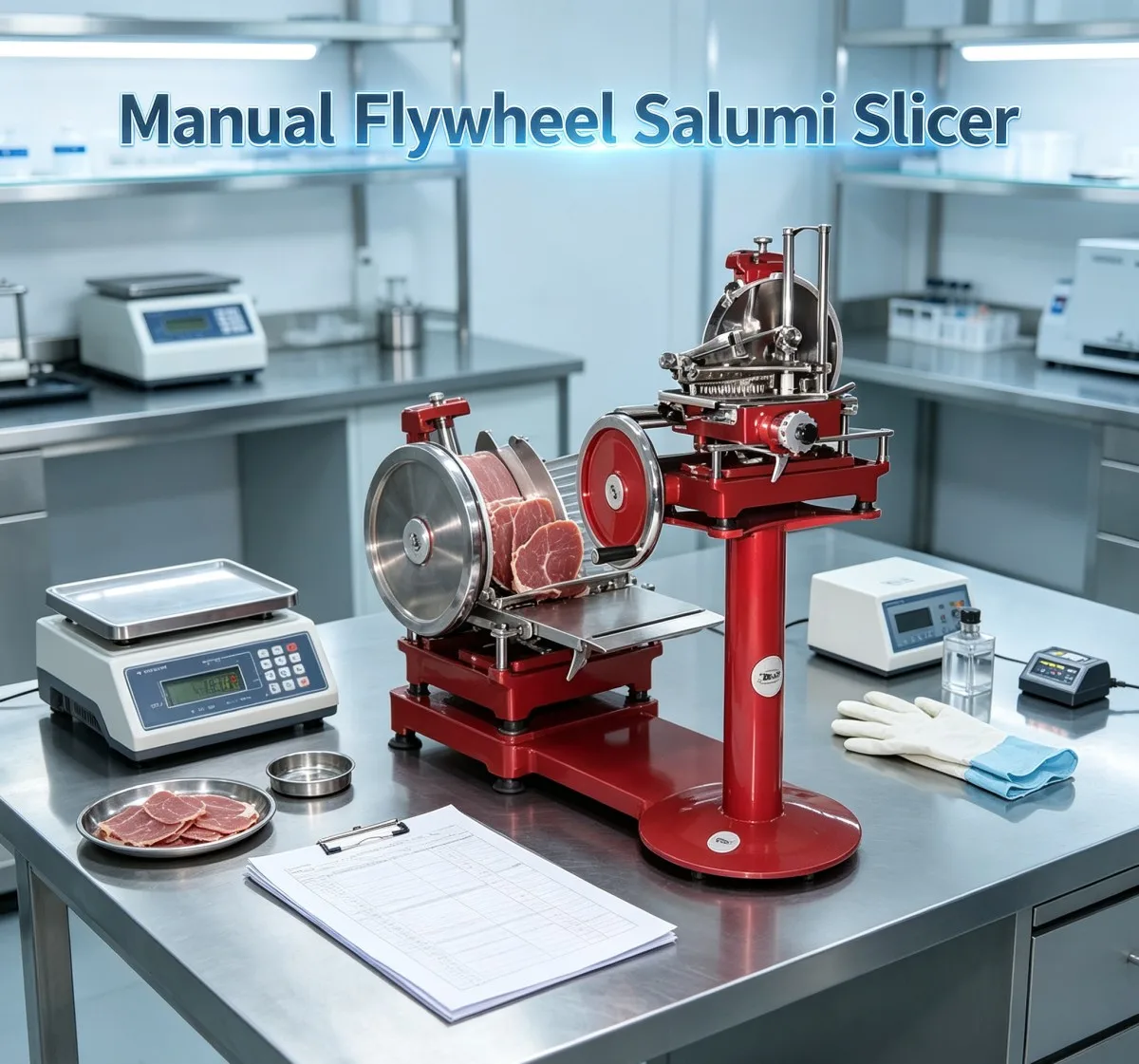 Commercial Kitchen Meat Slicer Manual Flywheel Hand Crank Cutter for Deli Restaurant Hotel