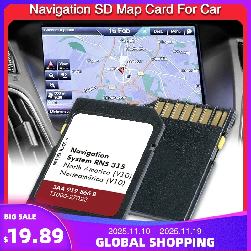 

for VW CC GTI EOS Passat Beetle Golf Jetta Navigation RNS 315 V10 Sat Navi SD Card Upgrade 3AA 919 866 B North America map 2018