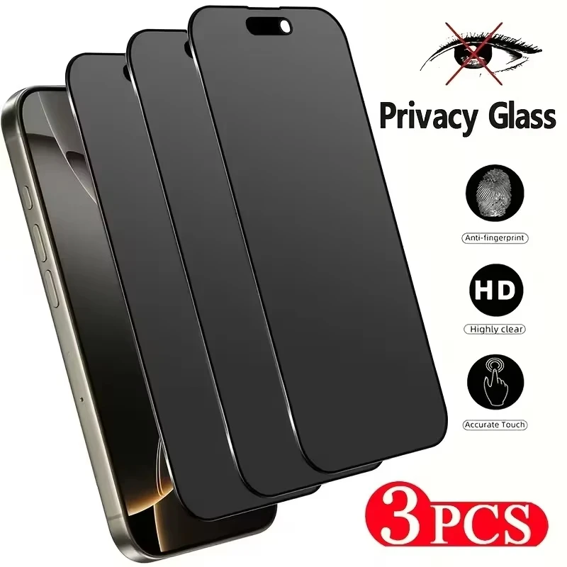 3er-Pack Blickschutzfolien für iPhone 17 Pro Max 14 15 16 Plus 11 12 13 Mini 16e 17 Air Anti-Spy-Film