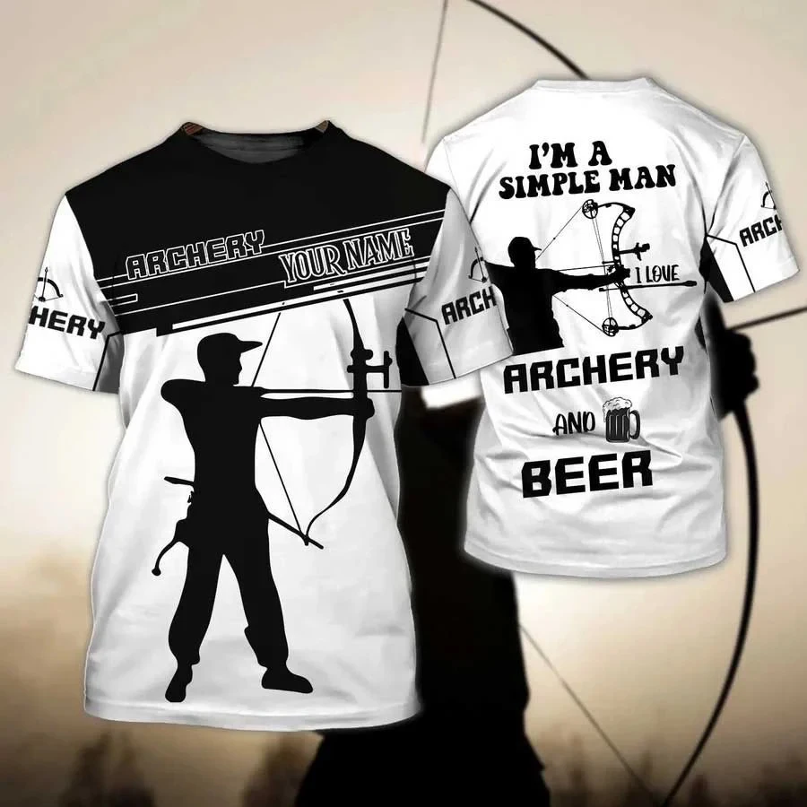 Fashion Archery Sports Men's T-Shirts Personalization Name 3D Print Tees Summer Casual O-neck Short Sleeve Tops Street Clothing