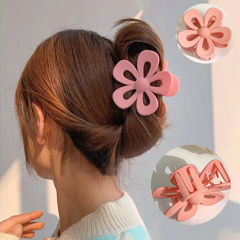 

Pink Hollow Flowers Women's Hair Grab Boho Shark Clip Fashion Exaggerated Wedding Party Hairpin Women's Hair Accessories 2025