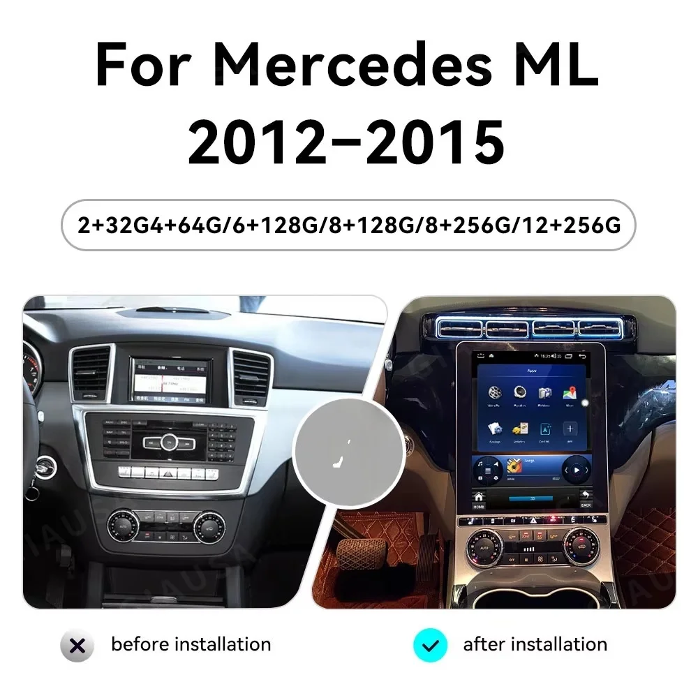 

Автомагнитола Android Auto для Mercedes Benz ML 2012-2015 с CarPlay, экраном, видеорегистратором, стереосистемой и мультимедийным плеером (головное устройство)