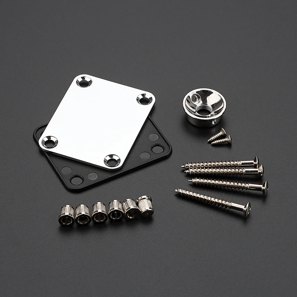

Guitar Neck Plate and String Ferrules Set Metal Parts for Electric Guitar and Bass Professional Repair Neck Back Plate