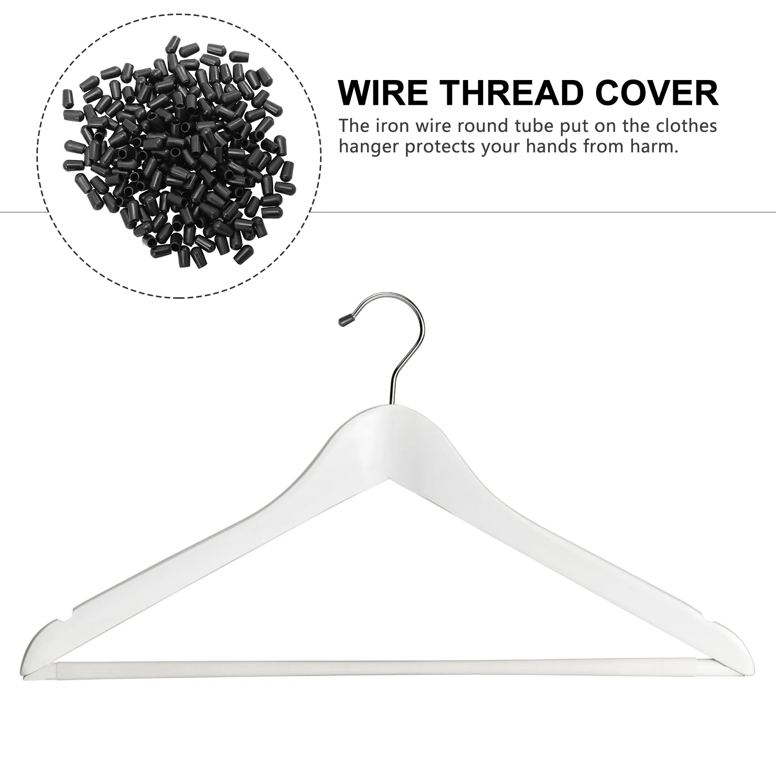 

200pcs Hanger Hook Tube Cap Black Hangers Rack Tip Protector Protectors PVC Rack Prong Tip Wire Thread Shelf Organizer