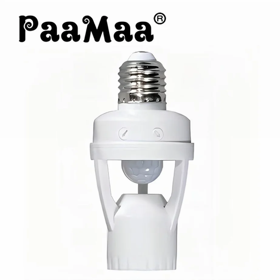 PaaMaa-Sensor de movimiento de inducción humana PIR, lámpara LED de noche, Base de enchufe E27, CA 85V-360 V, interruptor ajustable de tiempo de